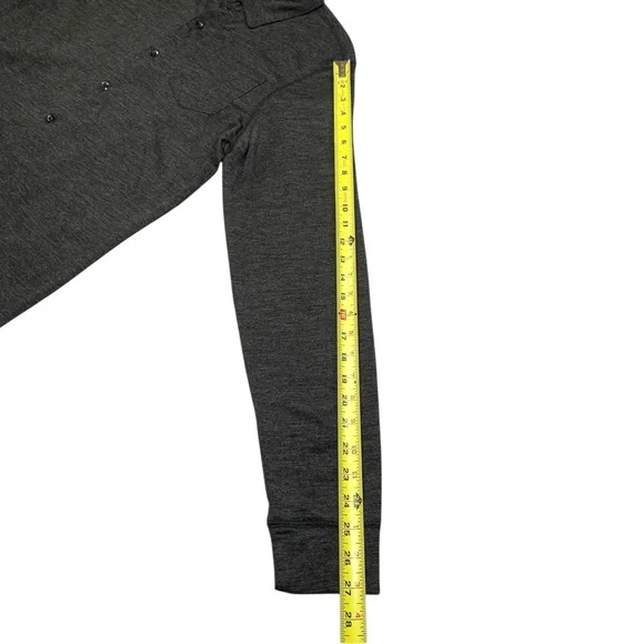 prAna Mens Beau Button Up Shirt Size L Wool Blend Outdoor Travel Hiking Charcoal - Picture 5 of 7